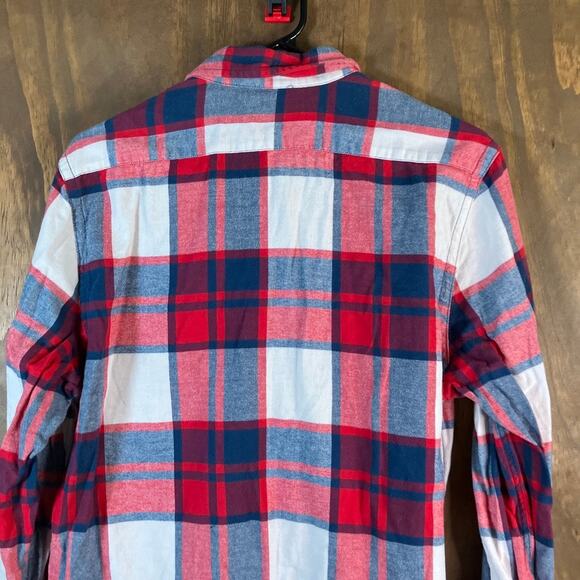 Express Mens Shirt Red White Blue Plaid Button Down Flannel 100% Cotton M - Picture 11 of 12